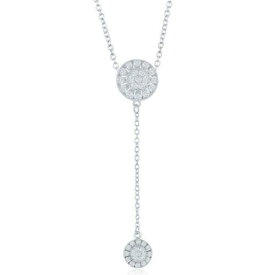 Classic Sterling Silver CZ Circle with Y Design Necklace ユニセックス