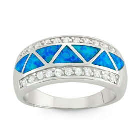 Classic Sterling Silver CZ Borders with Triangle Opal Ring Size 7 ユニセックス