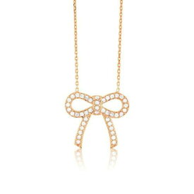 Classic Sterling Silver Rose Gold Plated CZ Bow Necklace ユニセックス