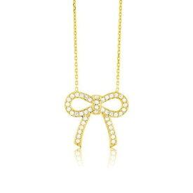 Classic Sterling Silver Gold Plated CZ Bow Necklace ユニセックス