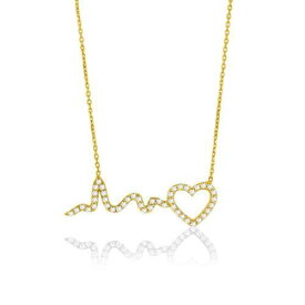 Classic Sterling Silver Gold Plated CZ Heart Heartbeat Necklace ユニセックス