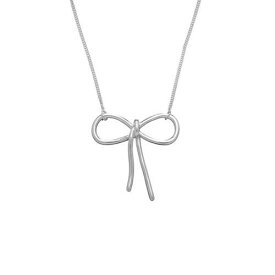 Classic Sterling Silver Center Bow Necklace ユニセックス