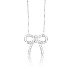 Classic Sterling Silver CZ Bow Design Necklace ユニセックス