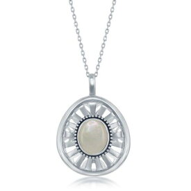 Classic Women's Pendant Sterling Silver Oval Mother of Pearl Open Designed Back レディース