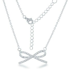 Classic Sterling Silver Diamond Accent Bow Necklace ユニセックス