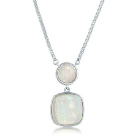 Simona Sterling Silver Round and Square Mother of Pearl Necklace ユニセックス