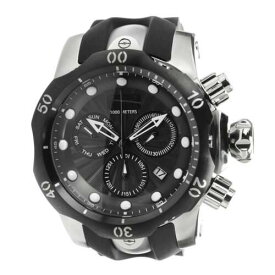 Invicta Men's Chronograph Watch - Venom Black Dial Steel & Rubber Strap 25900 メンズ