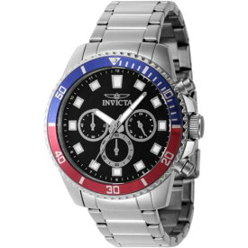 Invicta Men's Watch Pro Diver Quartz Black Dial Silver Tone Bracelet 46053 メンズ