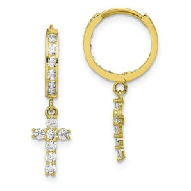 Jewelry 10K CZ Cross Hinged Hoop Earrings ユニセックス