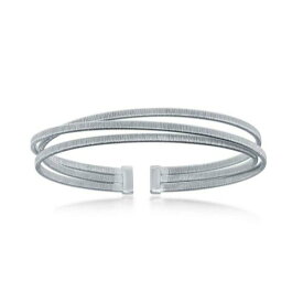 Italian Collection Sterling Silver Bonded with Platinum Triple Wire Designer Bangle ユニセックス