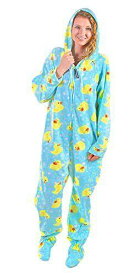 Forever Lazy Footed Adult Bodysuit - Duckie - S Blue レディース