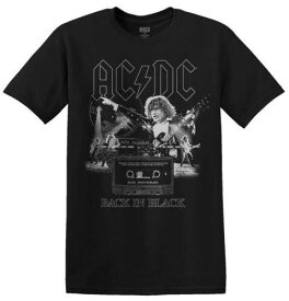 AC/DC Hard Rock Heavy Metal Band Men's Back in Black Cassette Tee T-Shirt メンズ