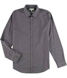 カルバンクライン Calvin Klein Mens Mini Check Button Up Shirt Purple Medium メンズ