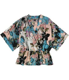 ゲス GUESS Womens Shakira Floral Printed Kimono Top Blouse Blue Small レディース