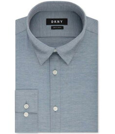 ディーケーエヌワイ DKNY Mens Active Stretch Button Up Dress Shirt Blue 17 Neck 36-37 Sleeve メンズ