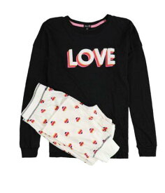 Cozy Zoe Womens LOVE 2 Piece Pajama Set Black Small レディース