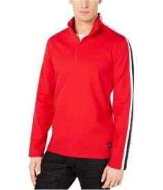 カルバンクライン Calvin Klein Mens 1/4 Ribbed Pullover Sweater Red Small メンズ