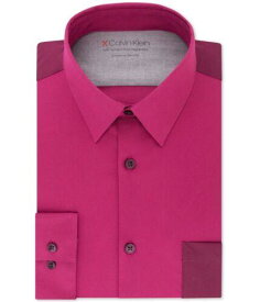 カルバンクライン Calvin Klein Mens Slim Fit Performance Button Up Dress Shirt burgundy 15-15.5 メンズ