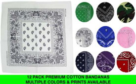 KAISER COLLECTION 12 Pack Premium Cotton Head Wrap Scarf Bandana Multiple Colors 22 X 22 メンズ