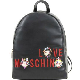 モスキーノ Love Moschino Women's Black Embroidered & Jeweled Logo Book Bag Backpack レディース