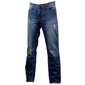 カルバンクライン Calvin Klein Men's Cotton 5-Pocket Blue Slim Straight Destructed Jeans Sz: 33x30 メンズ