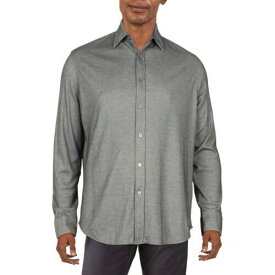 Tasso Elba Mens Gray Textured Collar Button-Down Shirt Top XXL メンズ