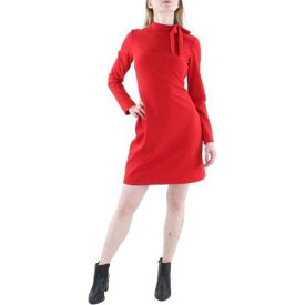 カルバンクライン Calvin Klein Womens Red Bow Knee Length Long Sleeves Shift Dress 4 レディース