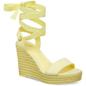 INC Womens Maxx Yellow Faux Suede Wedge Sandals Shoes 7 Medium (B M) レディース