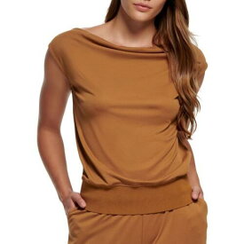 カルバンクライン Calvin Klein Womens Brown Modal Blend Drape Front Tee Blouse Shirt XS レディース