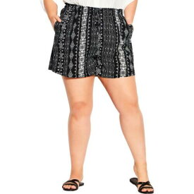Avenue Womens Ginny Black Printed Mini High-Waist Shorts Plus 18/20 レディース