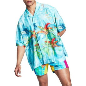 And Now This Mens Collared Printed Button-Down Hawaiian Print Shirt メンズ
