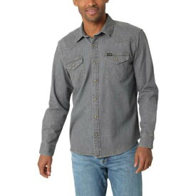 ラングラー Wrangler Mens Gray Denim Collared Long Sleeve Button-Down Shirt XL メンズ
