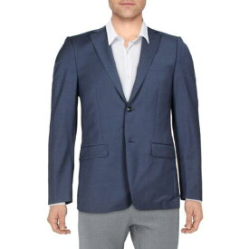 カルバンクライン Calvin Klein Mens Blue Wool Skinny Fit Two-Button Blazer Jacket 38R メンズ