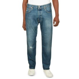 Levi Strauss & Co. Mens Blue Distressed Denim Straight Leg Jeans 32/34 メンズ
