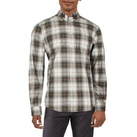 バブアー Barbour Mens Gray Cotton Plaid Long Sleeves Button-Down Shirt XXL メンズ