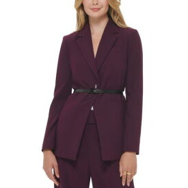 カルバンクライン Calvin Klein Womens Purple Woven Office One-Button Blazer Jacket 14 レディース