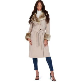 ヴィア スピーガ Via Spiga Womens Ivory Faux Fur Slimming Dressy Wool Coat Outerwear L レディース