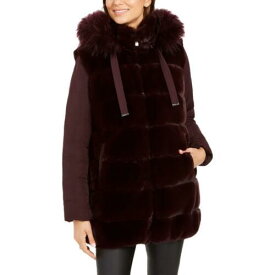 ヴィア スピーガ Via Spiga Womens Purple Quilted Winter Faux Fur Coat Outerwear M レディース