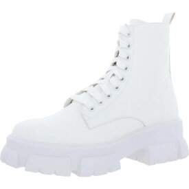 メデン Steve Madden Womens Thora White Combat & Lace-up Boots 9.5 Medium (B M) 6983 レディース