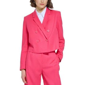 カルバンクライン Calvin Klein Womens Pink Crop Short Double-Breasted Blazer Jacket 14 レディース