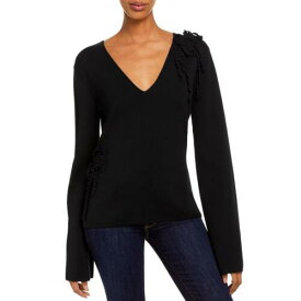レベッカテイラー Rebecca Taylor Womens Black Crochet V Neck Shirt Pullover Sweater S レディース