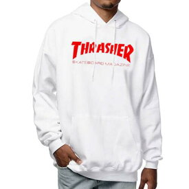 Thrasher Magazine Men's Skate Mag White/Red Long Sleeve Pullover Hoodie Cloth... メンズ