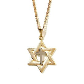 Dicksons Inc Plated Star Of David With Silver Plated Cross Necklace ユニセックス