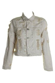 ハドソン Hudson Jeans Ivory Garrison Cotton Ripped Denim Jacket L レディース