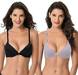 Curve Muse Womens Plus Size Full Coverage Underwire Front Close Bras-1PK or 2PK レディース