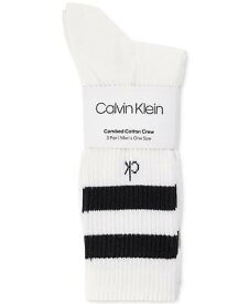 カルバンクライン Calvin Klein Mens Double Stripe Casual Cre White ONE SIZE WHITE Size OSFA REG メンズ