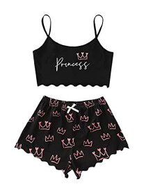 SOLY HUX Womens Letter Leopard Print Cami Top and Shorts Cute Pajama Set レディース