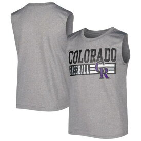 MLB Productions Youth Heather Gray Colorado Rockies Sleeveless T-Shirt ユニセックス