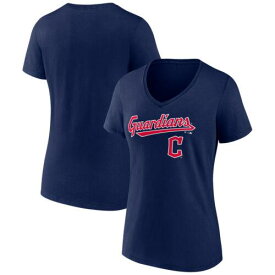 ファナティクス ブランド Women's Fanatics Branded Navy Cleveland Guardians Team Lockup V-Neck T-Shirt レディース