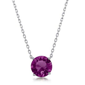 Classic Sterling Silver Amethyst February Swarovski Element Necklace ユニセックス